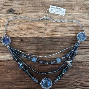 Charming Charlie Blue and Silver Multi-Strand Necklace